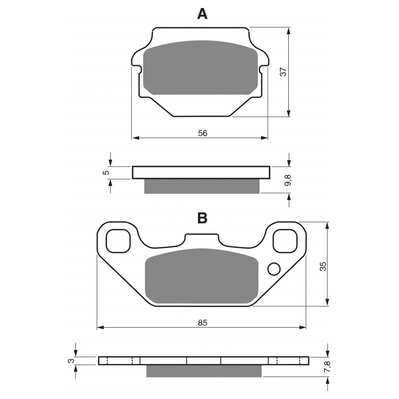 Placute de frana GOLDFREN S3 pentru ATV KAWASAKI KSF 250 Mojave 1987-2002, ATV KAWASAKI KEF 300 Lakota 1995-1999
