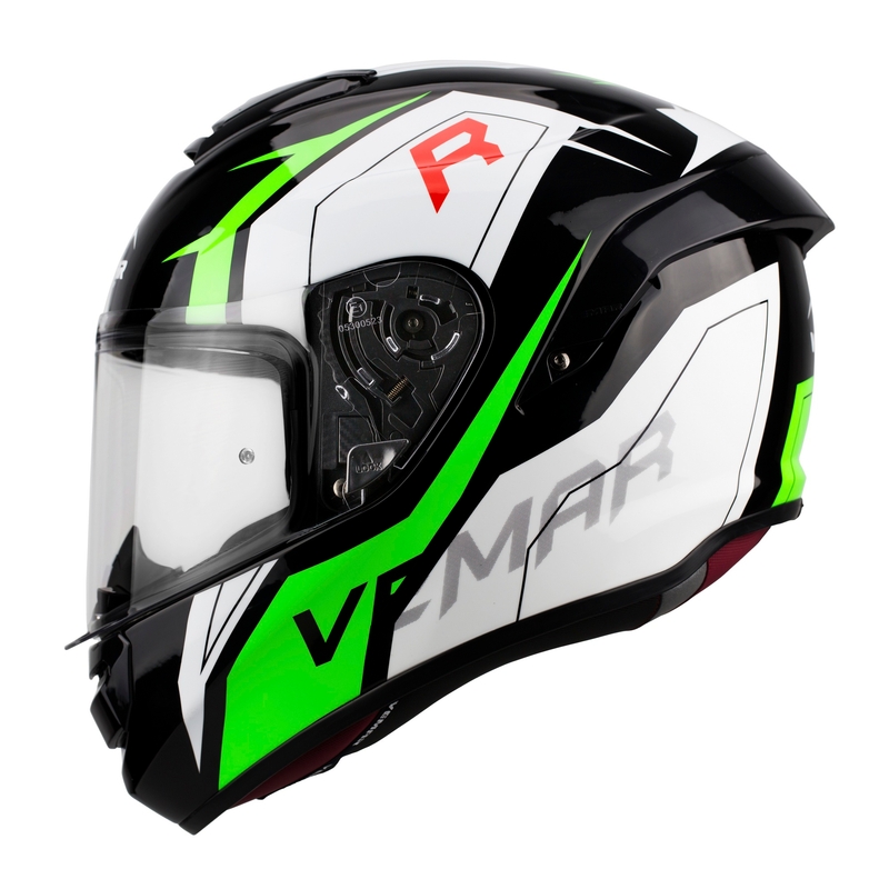 Cască integrală Vemar Hurricane Revenge negru-alb-verde