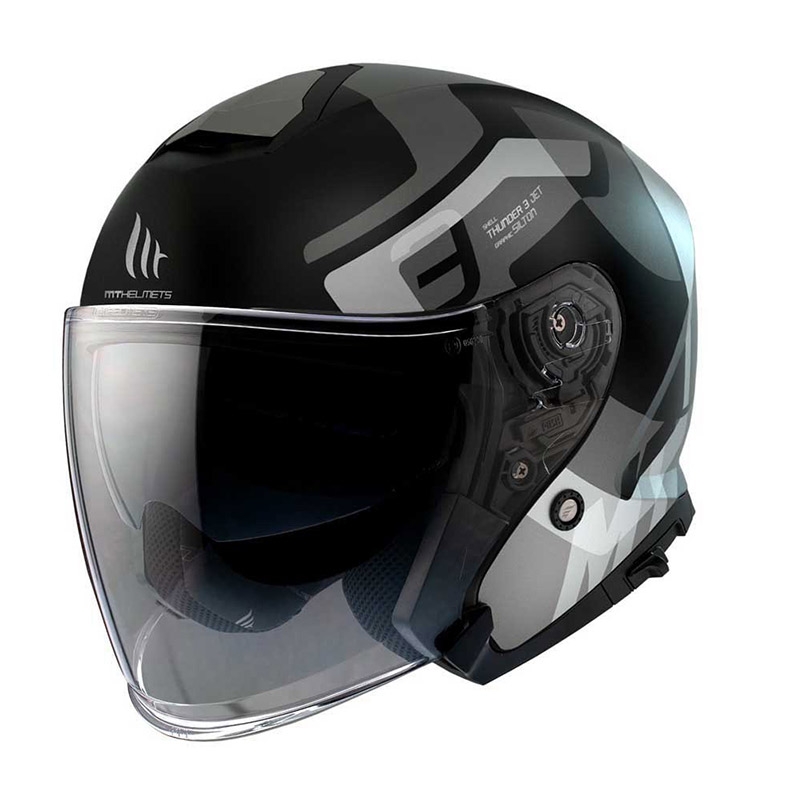 Cască de motocicletă deschisă MT Thunder 3 SV Jet Silton negru-gri pentru motociclete lichidare