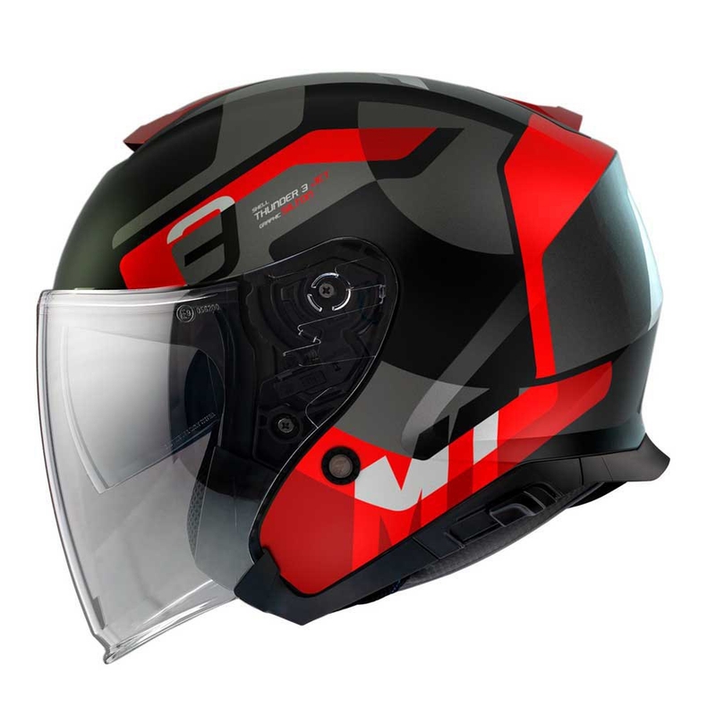 Cască de motocicletă deschisă MT Thunder 3 SV Jet Silton B5 negru-gri-roșu lichidare
