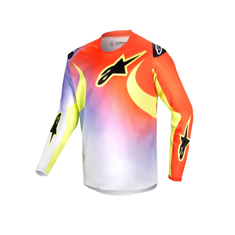 Tricoul de motocros pentru copii Alpinestars Racer Lucent 2024 alb-negru-galben-fluo