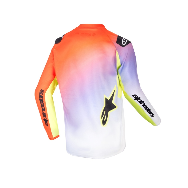 Tricoul de motocros pentru copii Alpinestars Racer Lucent 2024 alb-negru-galben-fluo
