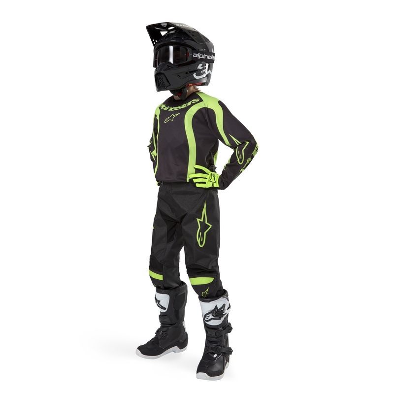 Tricou Motocross Alpinestars Racer Lurv Copii Negru-Galben Fluo