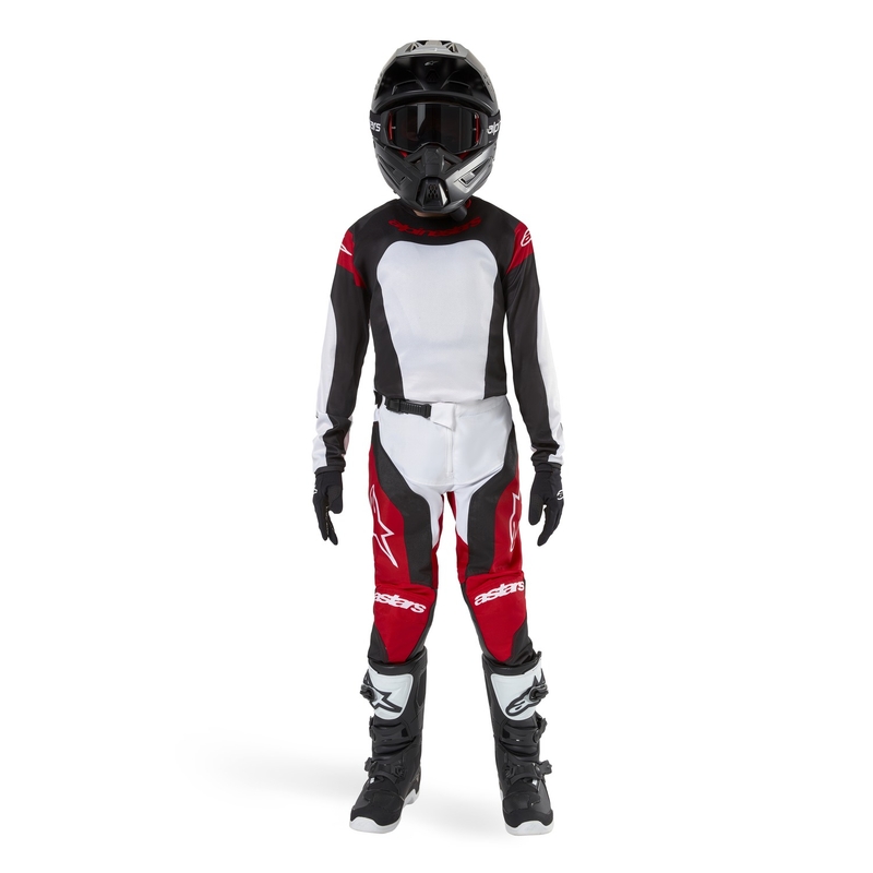 Tricou motocross copii Alpinestars Racer Ocuri roșu-alb-negru