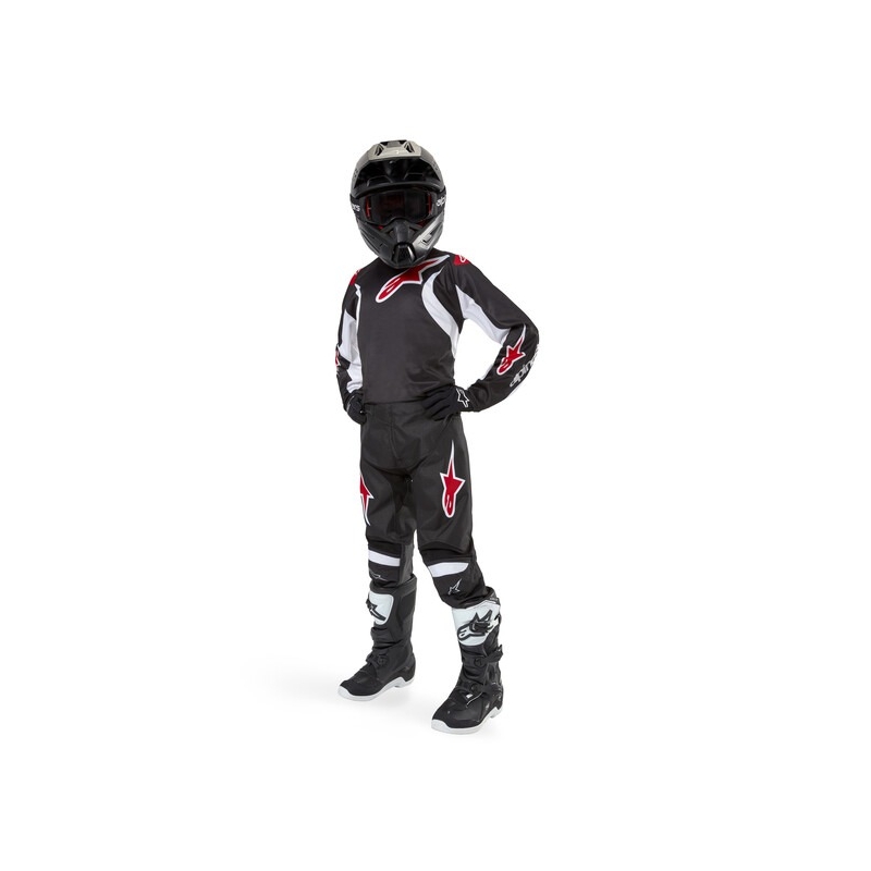 Alpinestars Racer Lucent 2024 Pantaloni Motocross pentru copii Negru, Alb și Roșu