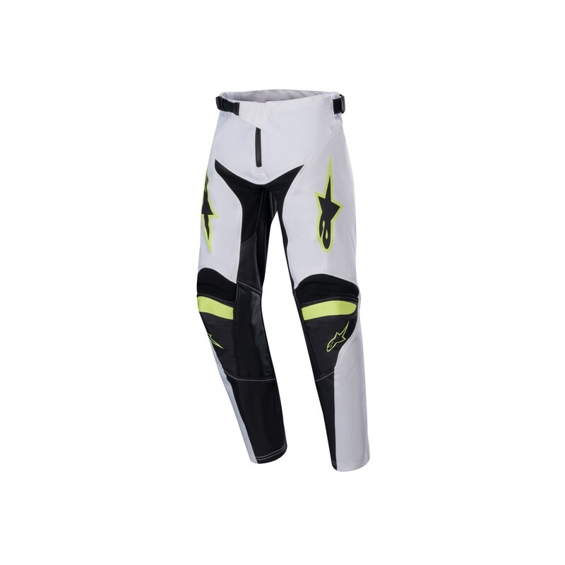 Pantaloni Motocross Alpinestars Racer Lucent pentru copii Alb-Negru-Galben Fluto