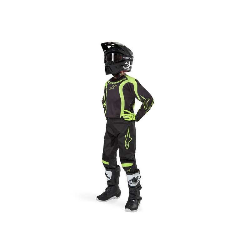 Alpinestars Racer Lurv 2024 Pantaloni Motocross pentru copii Negru și galben-fluo