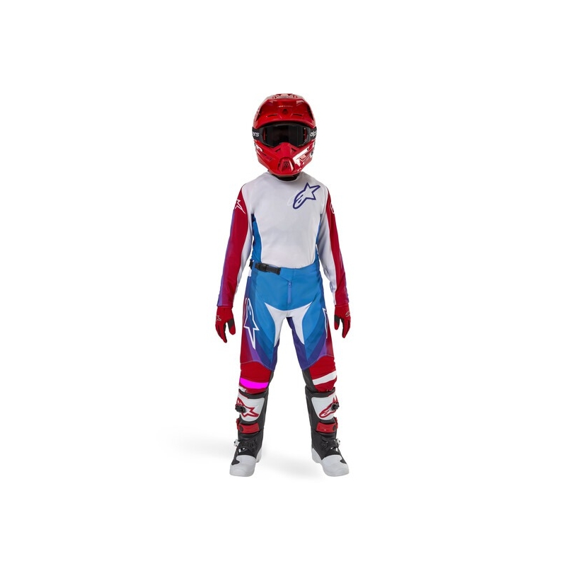 Alpinestars Racer Pneuma 2024 Pantaloni Motocross pentru copii alb-albastru-roșu
