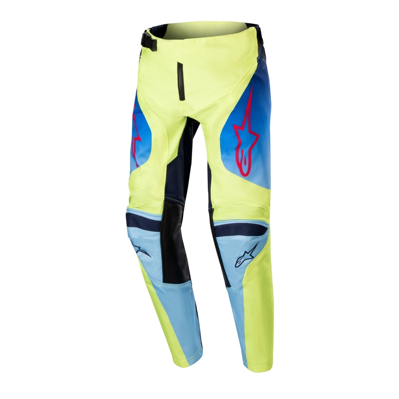 Pantaloni motocross copii Alpinestars Racer Hoen galben fluo-albastru-rosu