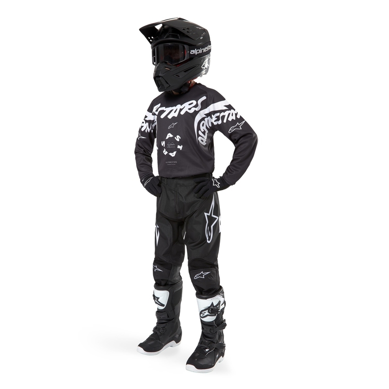 Alpinestars Racer Hana 2024 Pantaloni Motocross pentru copii negru și alb