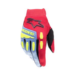 Alpinestars Full Bore 2024 mănuși de motocross pentru copii albastru deschis-roșu-galben-fluo-galben-negru