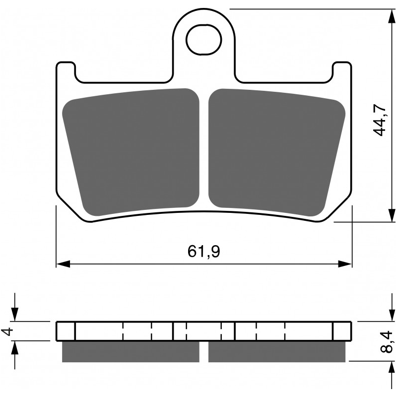 Placute de frana GOLDFREN GP6 (1 set = 2pcs small, 2pcs large)
