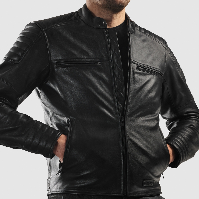 Geacă de piele pentru motocicletă Rebelhorn Hunter II neagră