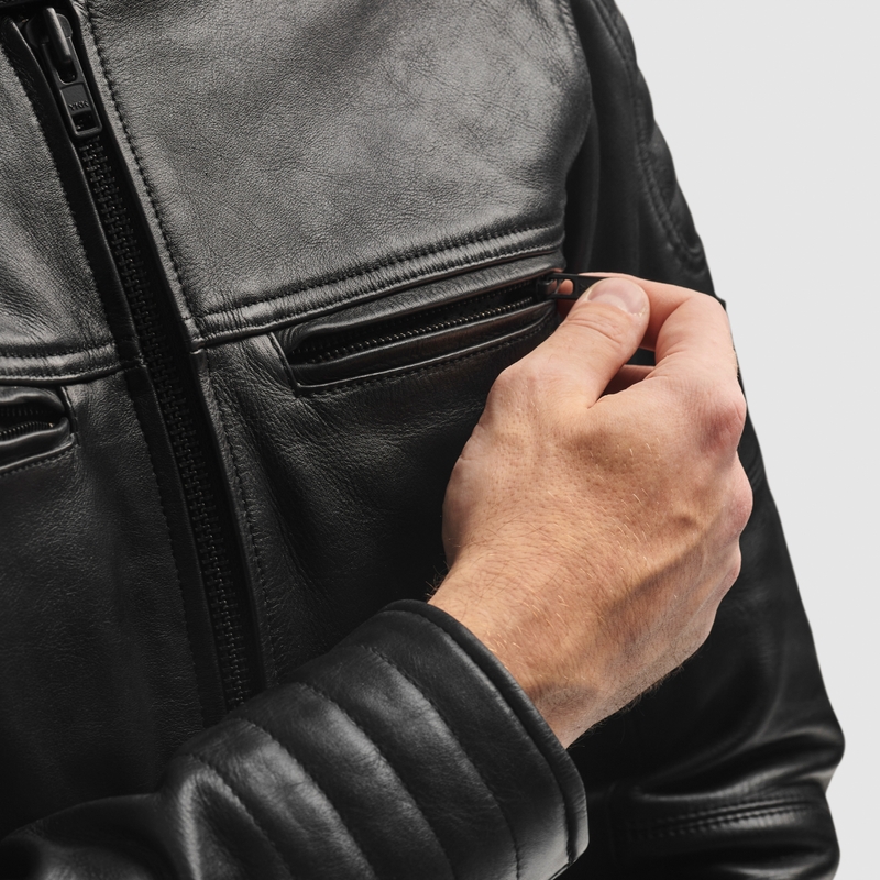 Geacă de piele pentru motocicletă Rebelhorn Hunter II neagră