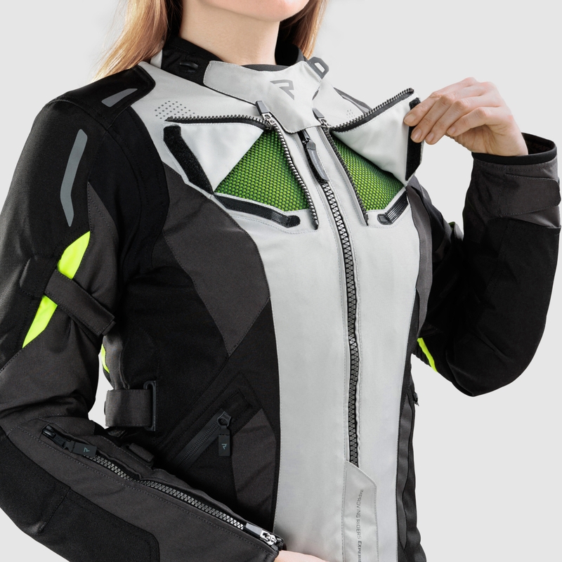 Geacă motociclistă pentru femei Rebelhorn Hiker IV negru-gri-galben fluo
