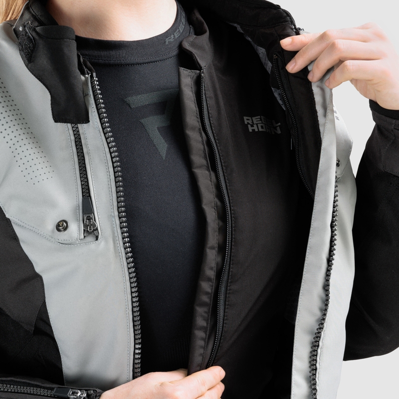 Geacă motociclistă pentru femei Rebelhorn Hiker IV negru-gri-galben fluo