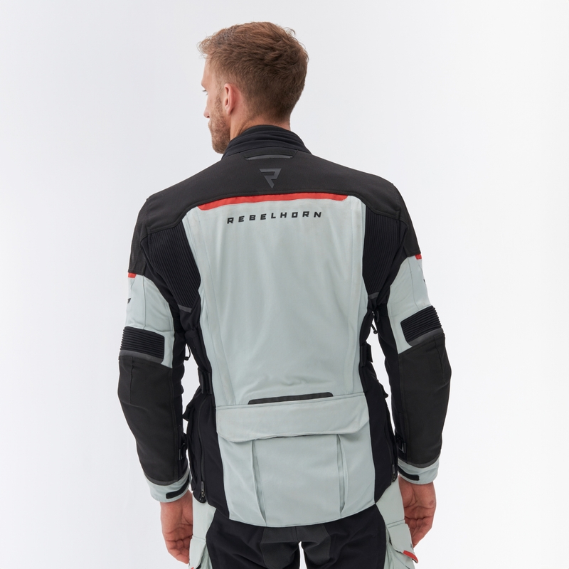 Jachetă de motociclist Rebelhorn Range gri-negru-roșu