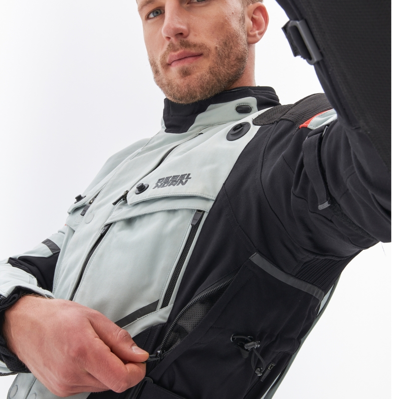 Jachetă de motociclist Rebelhorn Range gri-negru-roșu