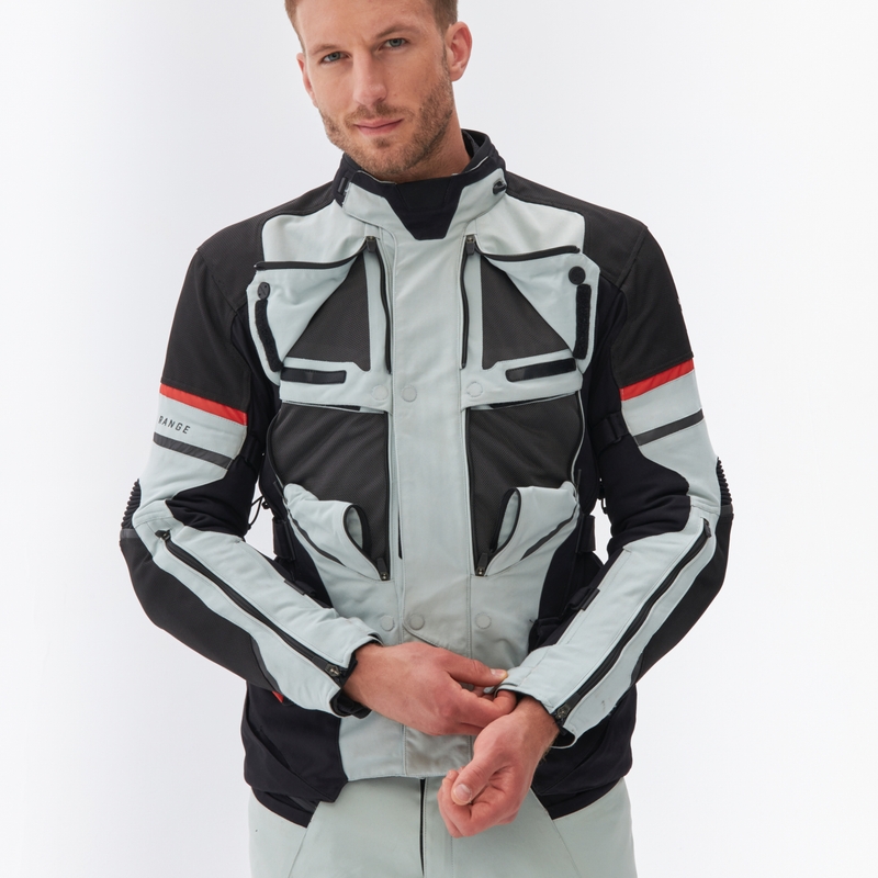 Jachetă de motociclist Rebelhorn Range gri-negru-roșu
