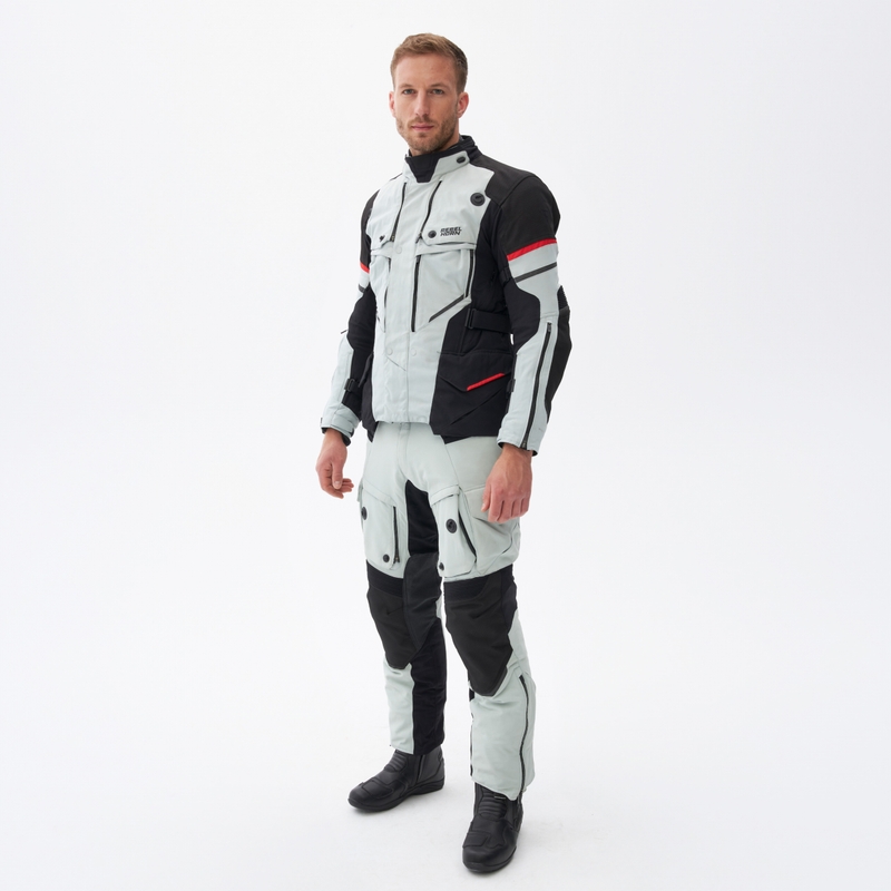 Pantaloni moto Rebelhorn Range gri-negru-rosu