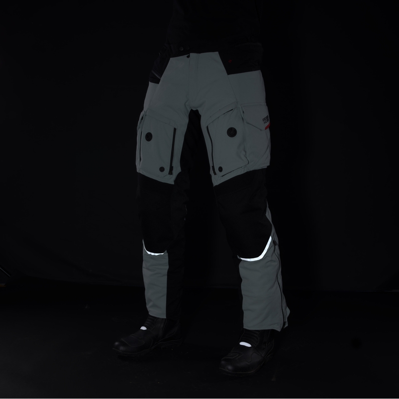 Pantaloni moto Rebelhorn Range gri-negru-rosu