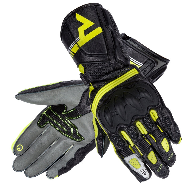 Mănuși de motocicletă Rebelhorn ST Long Black-Gray-Fluo Yellow pentru femei lichidare