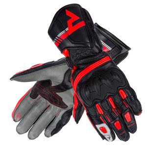 Mănuși de motocicletă Rebelhorn ST Long Black-Gray-Fluo Red pentru femei