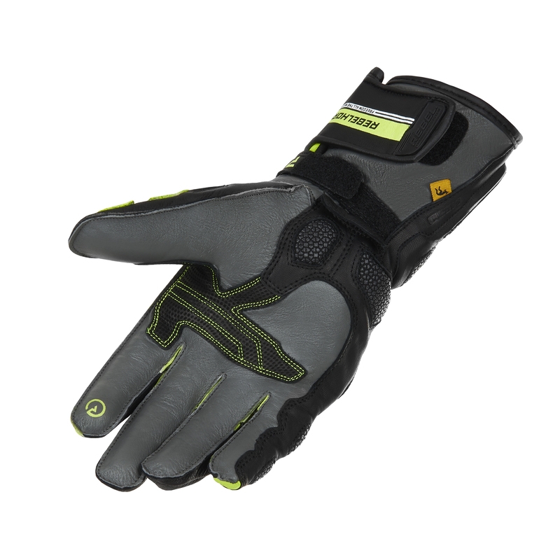 Mănuși de motocicletă Rebelhorn ST Long negru-gri-galben-fluo lichidare