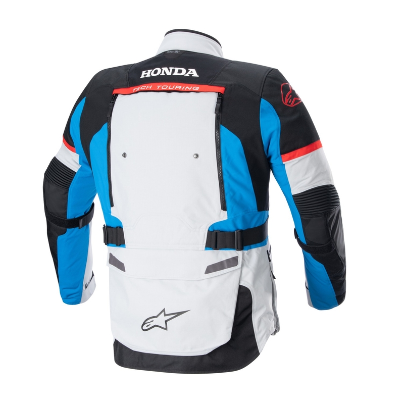 Geacă de motociclete Alpinestars Bogota PRO Drystar Honda colecția 2024 gri deschis-roșu-fluo-albastru-negru