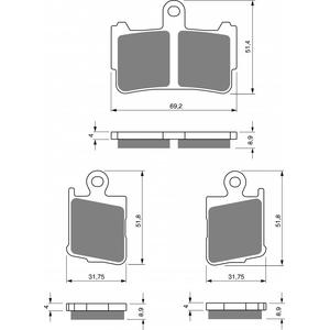 Placute de frana GOLDFREN 298 GP6 (1 set = 2pcs small/large)