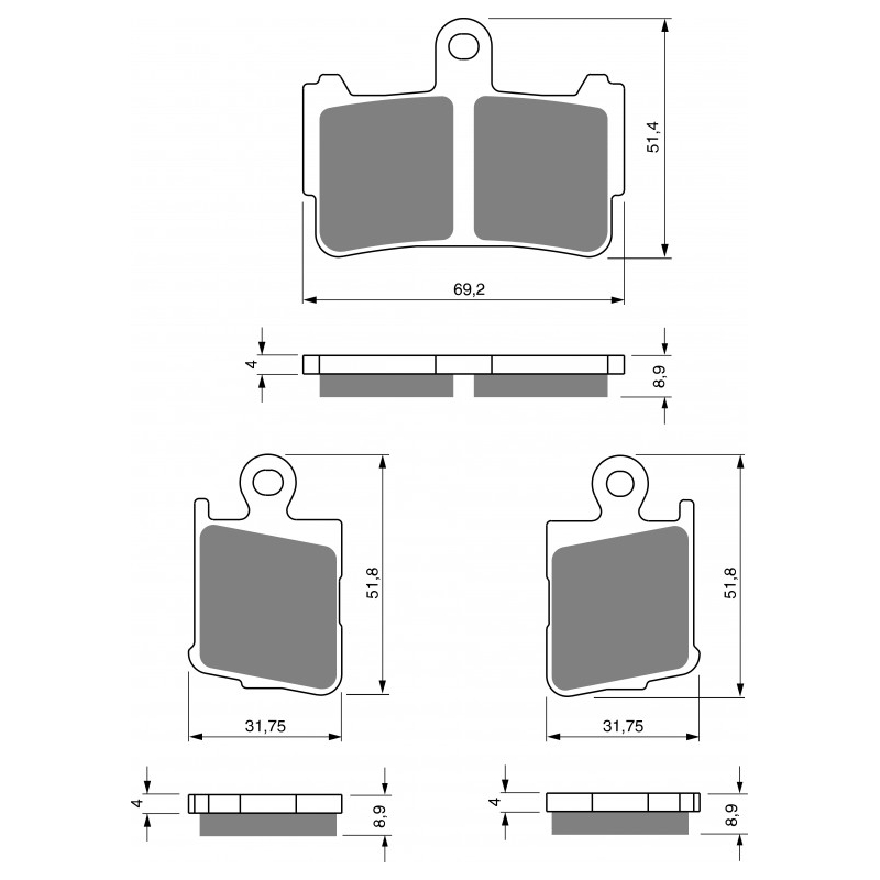 Placute de frana GOLDFREN S3 (1 set = 2pcs small/large)