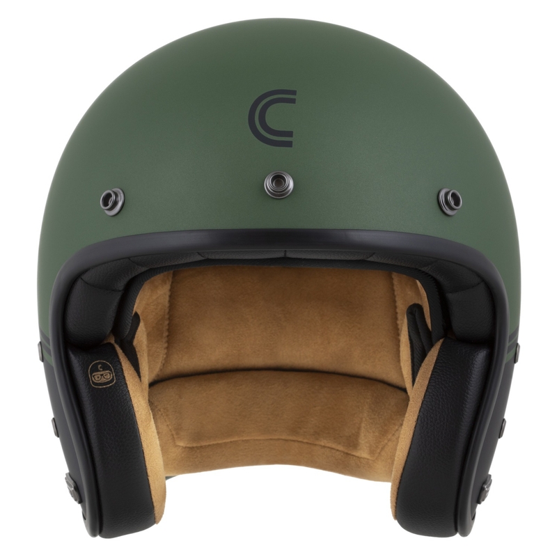 Casca deschisa Cassida Eso Super Hooligan negru mat-verde metalic