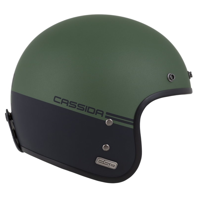 Casca deschisa Cassida Eso Super Hooligan negru mat-verde metalic
