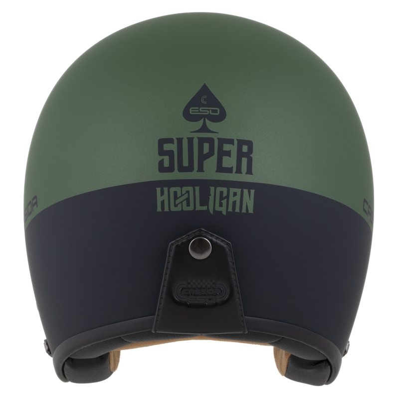 Casca deschisa Cassida Eso Super Hooligan negru mat-verde metalic