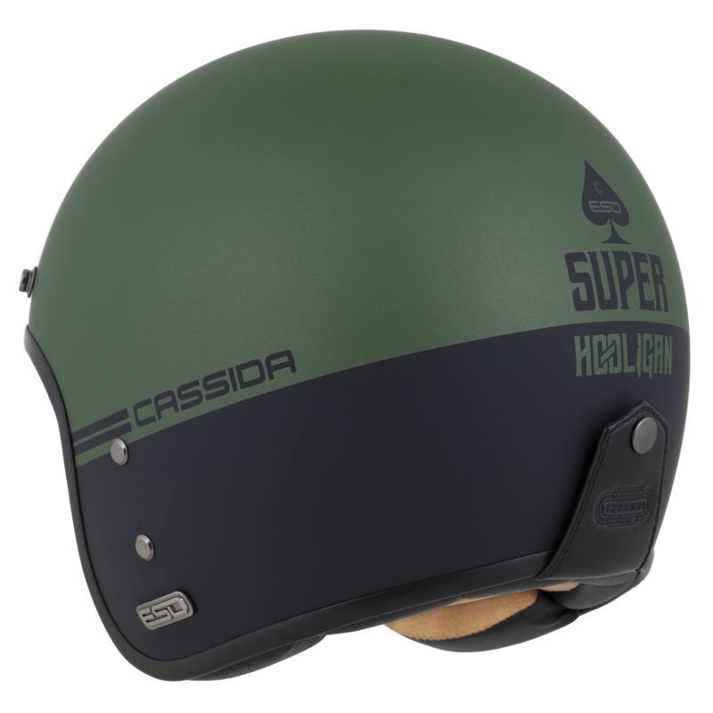 Casca deschisa Cassida Eso Super Hooligan negru mat-verde metalic
