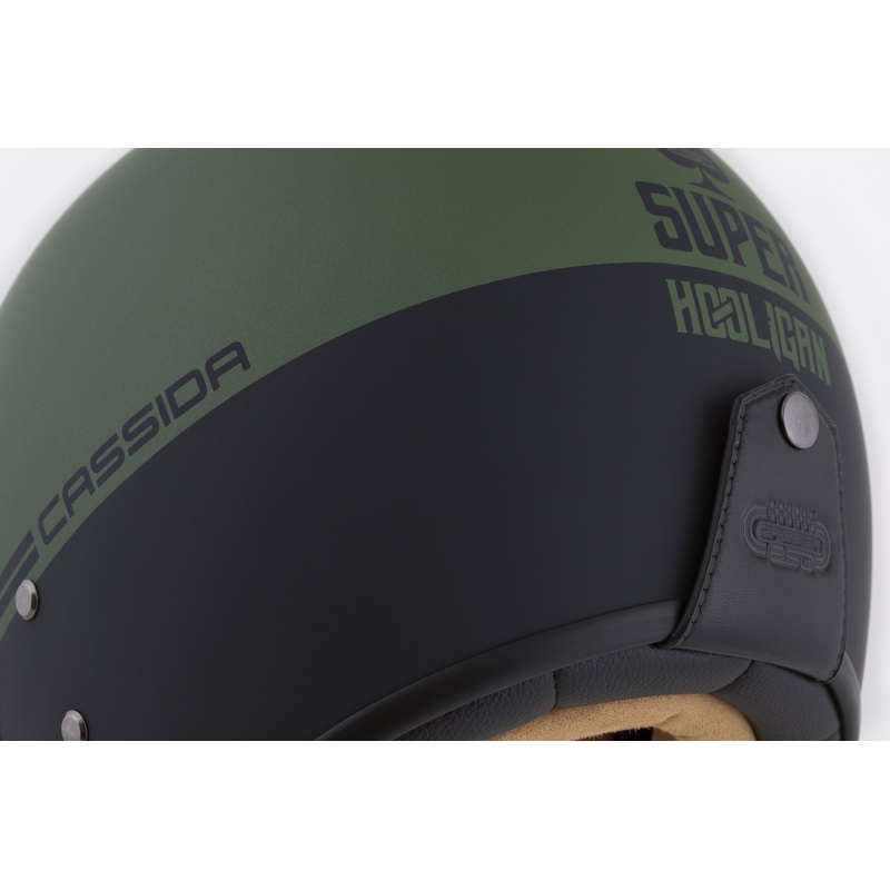 Casca deschisa Cassida Eso Super Hooligan negru mat-verde metalic