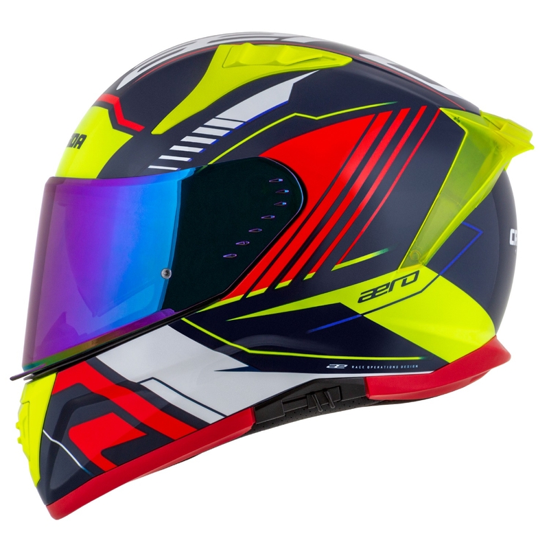 Cassida Moto Integrala Cassida Aero Drome Albastru Perlat-Galben-Portocaliu-Rosu-Alb