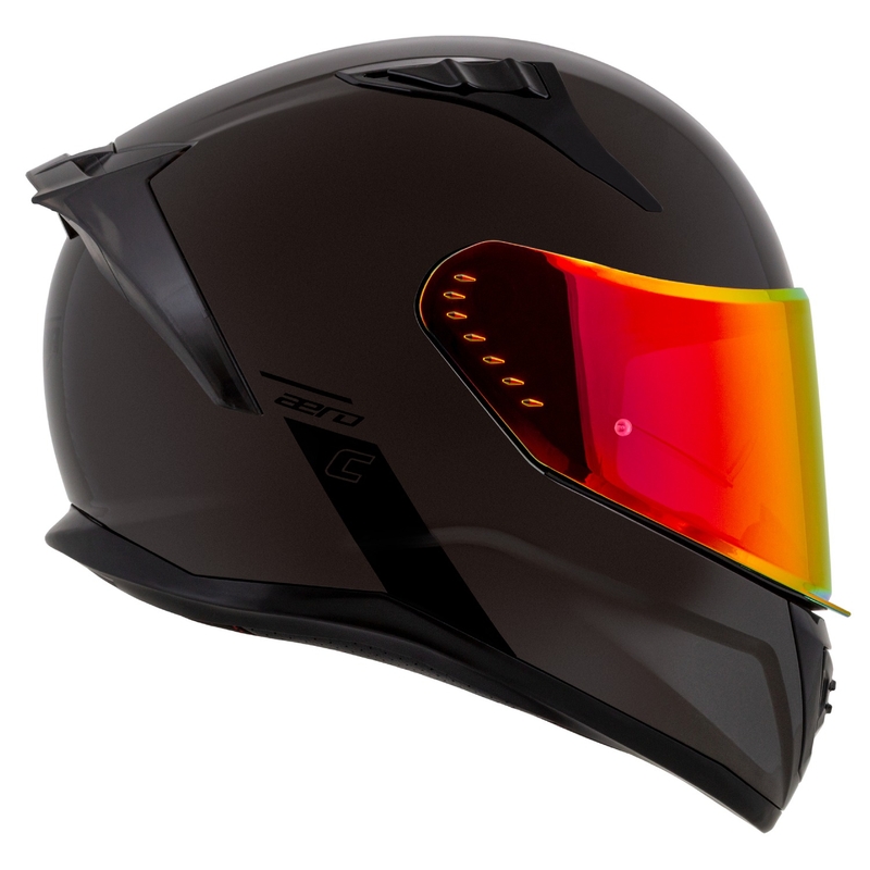Cască integrală pentru motocicletă Cassida Aero Super Mono, neagră lucioasă, cromată-neagră
