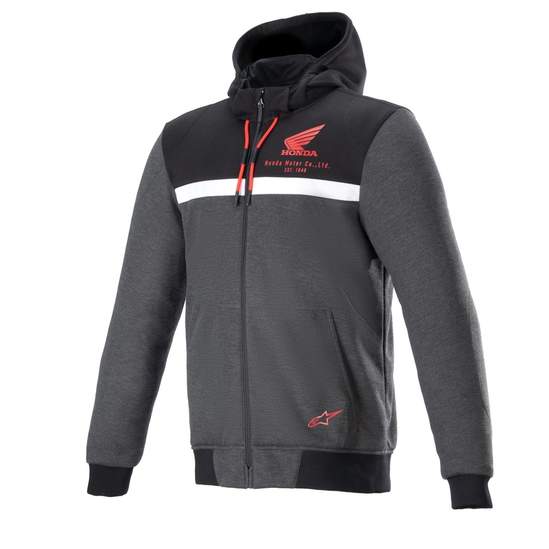 Hanorac motocicletă Alpinestars Chrome Street Hoodie Honda negru-gri-roșu
