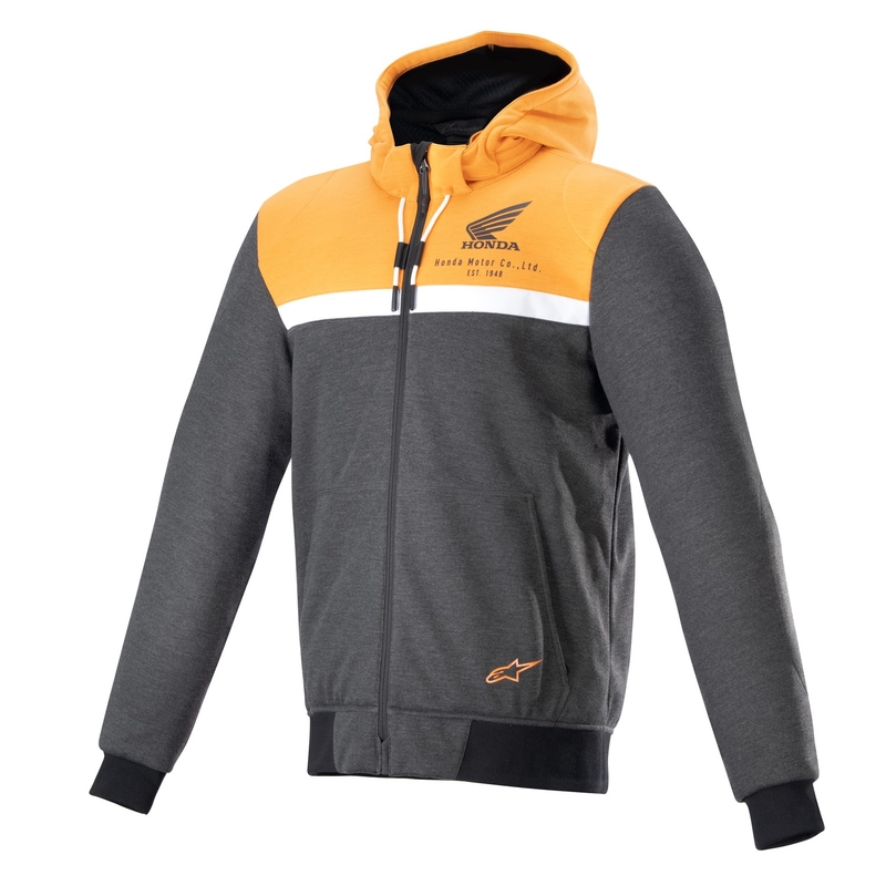Hanorac motocicletă Alpinestars Chrome Street Hoodie Honda negru-gri-portocaliu