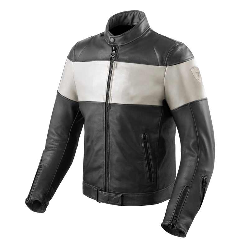 Revit Nova - Jachetă de motocicletă de epocă, alb-negru și alb, Revit Nova