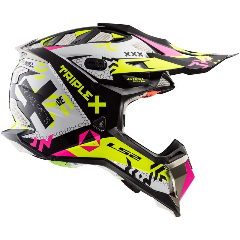 Casca de motocross LS2 MX470 Subverter alb-fluo-galben-roz lichidare