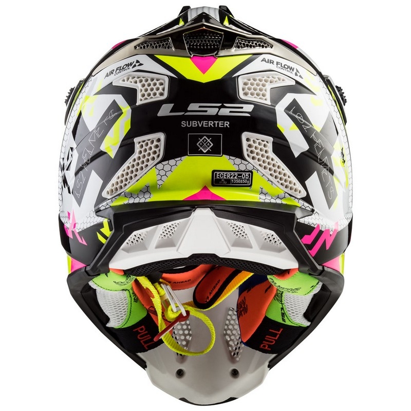 Casca de motocross LS2 MX470 Subverter alb-fluo-galben-roz lichidare