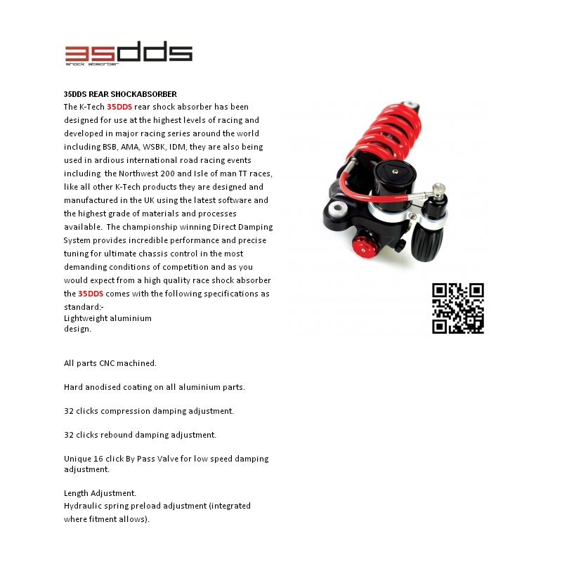Rear Monoshock K-TECH DDS PRO pentru KAWASAKI ZX-10R / RR Ninja 1000 2011-2013