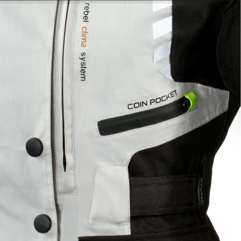 Jacheta moto pentru femei Rebelhorn Hiker II negru-gri-fluo galben lichidare