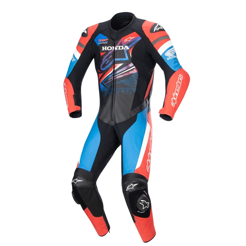 Costum de motocicletă Alpinestars GP Force Honda negru-roșu fluo-alb