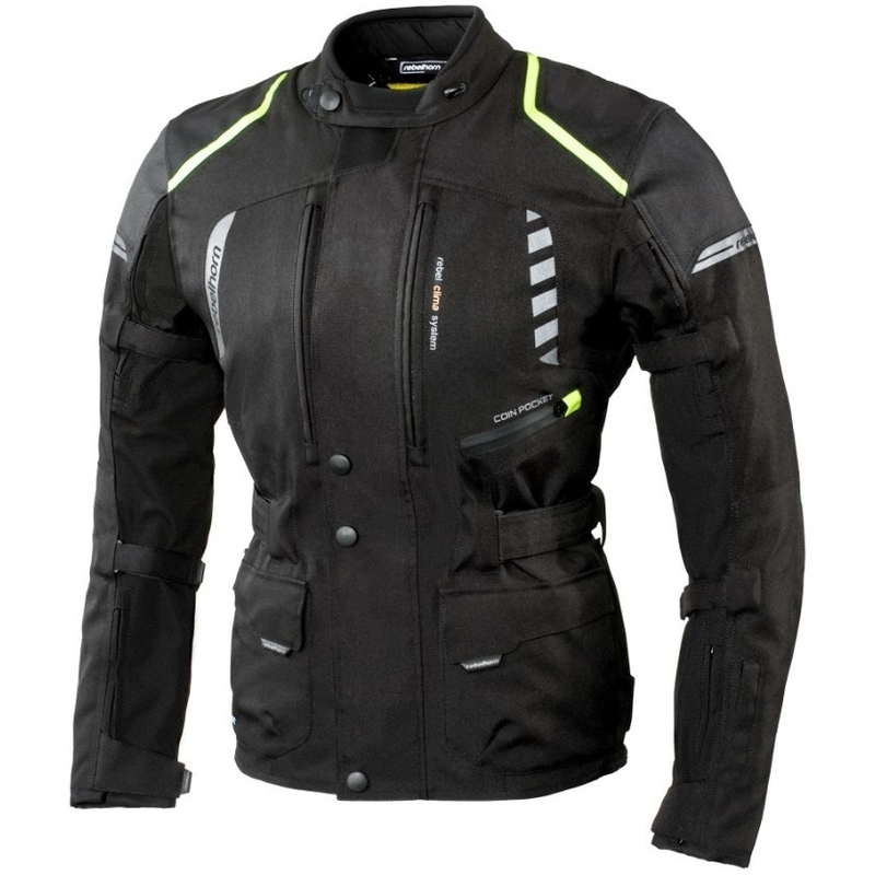 Jachetă moto Rebelhorn Hiker II negru-galben-fluo lichidare