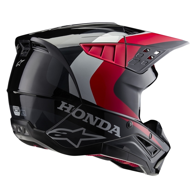 Căști motocross Alpinestars S-M5 Honda, colecția negru-roșu-gri