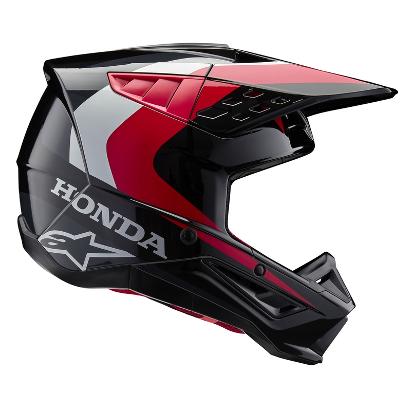 Căști motocross Alpinestars S-M5 Honda, colecția negru-roșu-gri