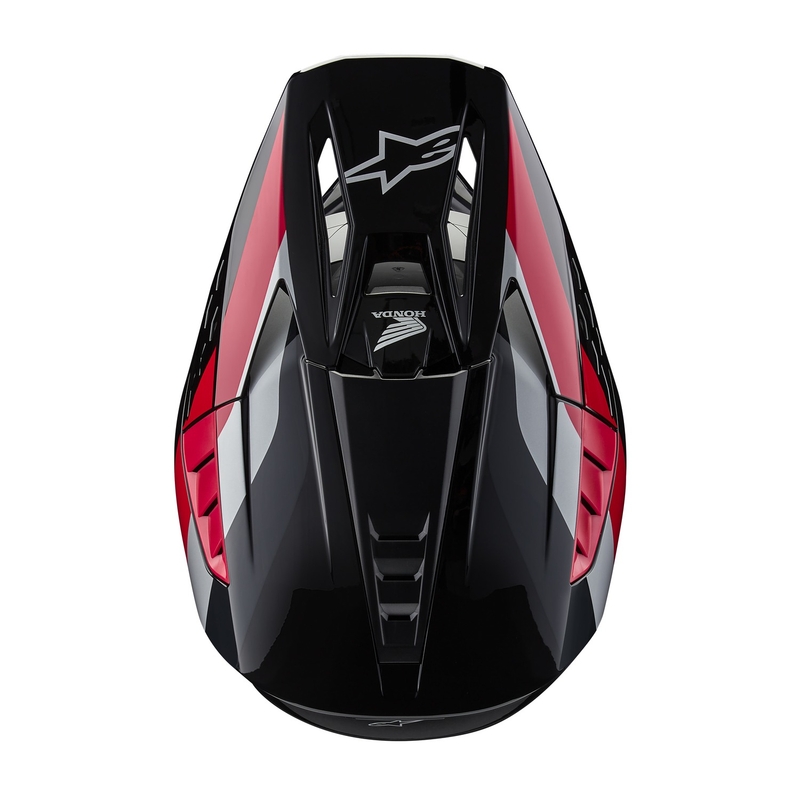 Căști motocross Alpinestars S-M5 Honda, colecția negru-roșu-gri